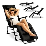 MEBEL ELITE Sonnenliege Klappbar 190x58 cm – Liegestuhl Garten Schwarz mit Verstellbarer Rückenlehne – Stabile Gartenliege Kippliege aus Metall – Outdoor-Liege mit Kissen – 120 kg Belastbarkeit