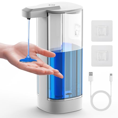 Distributeur automatique de savon liquide, distributeurs de savon pour les mains sans contact de 500 ml, réglables sur 4 niveaux avec capteur infrarouge,...