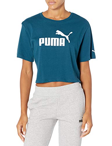 PUMA Women's Essentials+ Cropped Logo T-Shirt, Digi-Blue, XS