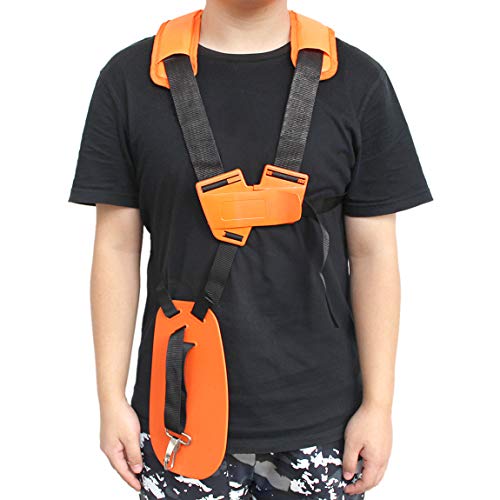 HAISHINE Universal Double Shoulder Strap for Grass Trimmer Brush Cutter Harness Belt Garden Power Pruner Nylon Orange