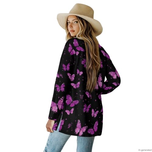 Image of Cardigan Sweaters for Women Long Sleeve Cardigan Soft Drape Open Front Fall Dusters V-Neck Jackets Dressy Loose Coat