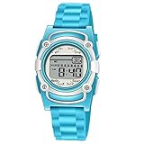Kids Digital 8 Alarm Vibrating Watch Medication Reminder Potty Urinary Training Vibration Pill Alert Vibra Medical Reminder for Children (Water Blue)