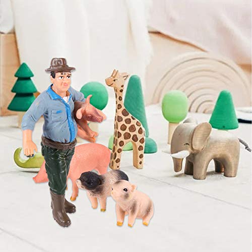 Cabilock Conjuntos 5Pcs Mini Figuras Brinquedos Figuras de Animais de Fazenda Com Fazenda de Porcos