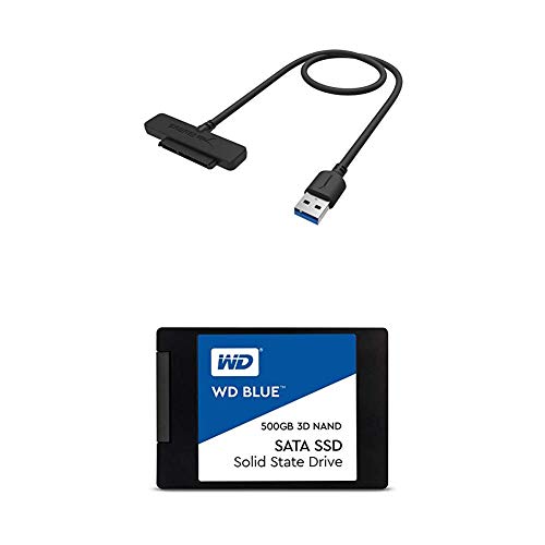 Sabrent USB 3.0 to SSD / 2.5-Inch SATA I/II/IIIHard Drive Adapter (EC-SSHD) + WD Blue 3D NAND 500GB PC SSD - SATA III 6 Gb/s, 2.5