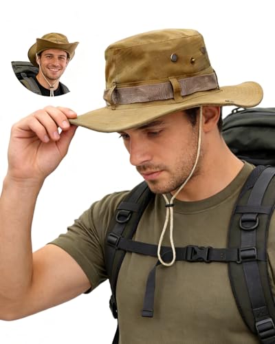Image of Electomania Head Caps for Men and Women,Breathable Mesh Sun Protection hat,Hand-Embroidered Round Cap,Hat for Outdoor Work, Camping, Fishing (in, Alpha, Free Size, Khaki)