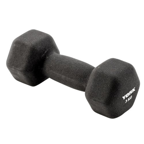 Image of York Fitness Single Neoprene Hex coating Dumbbell, Black, 3KG