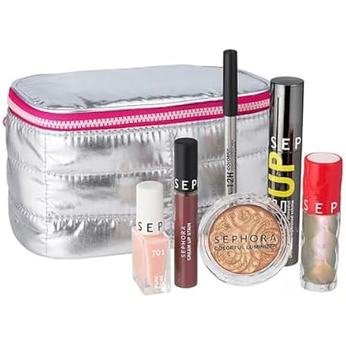Sephora Favorites Moving Lights Collection Makeup Mania Set - 6 Full Size Must-Haves - Luminizer - Lip Stain - Eye Pencil - Mascara - Lip Plumper and Nail Polish
