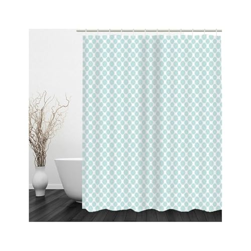 Rideau de douche en polyester lavable bleu clair fleuri avec anneaux - 2