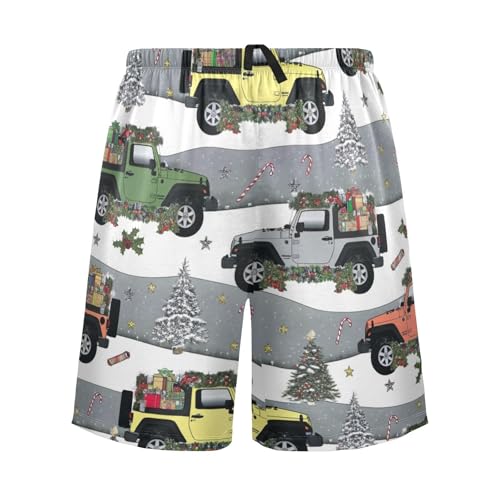 FFYHO Pajama Shorts for Men,Christmas Jeeps Comfortable Lounge PJ Pants Bottoms,Summer Sleep Sleepwear with Drawstring and Pockets M