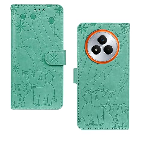 Image of amazon basics Realme Narzo 80 Pro 5G Flip Cover | Card Pockets Wallet & Stand | Flip Cover for Realme Narzo 80 Pro 5G (Green Elephant)