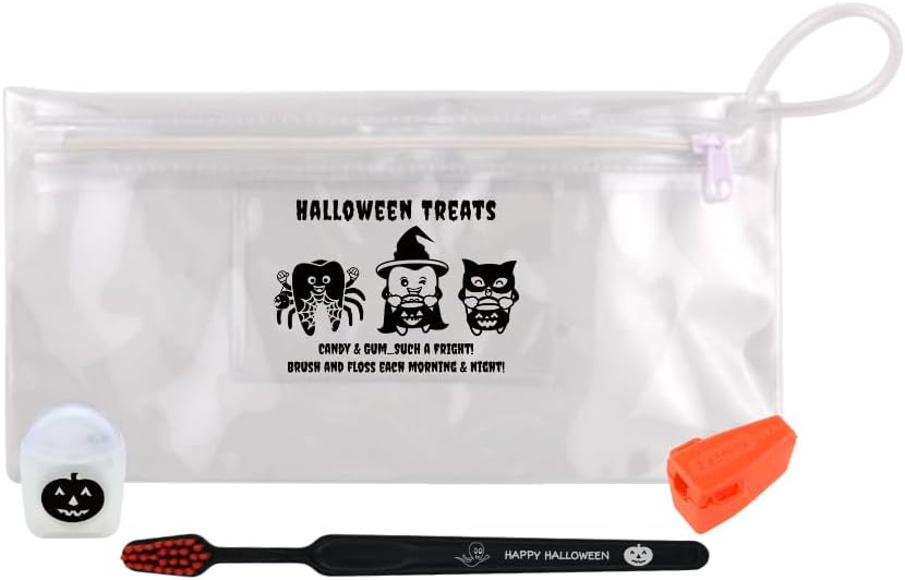 Halloween Toothbrush Treat Bags for Kids - Set of 12: Spooktacular Halloween Dental Care Kits