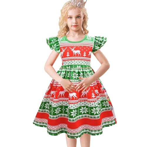 Traje navideño para niña, Ropa navideña para actuaciones en Escenario, Vestido de Disfraz para niñas para, Vestido de Ropa de actuación navideña con Mangas voladoras para Hijas, niñas y niños