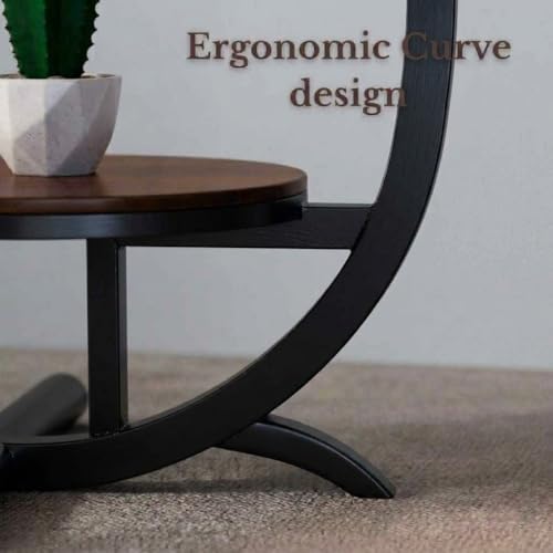 Image of NEST NATURE HAVEN Wood 2 Tier Round Coffee Table Nightstand Bedside Telephone Table with Storage, End Table Sofa Side Corner Table for Living Room Bedroom, Black Brown