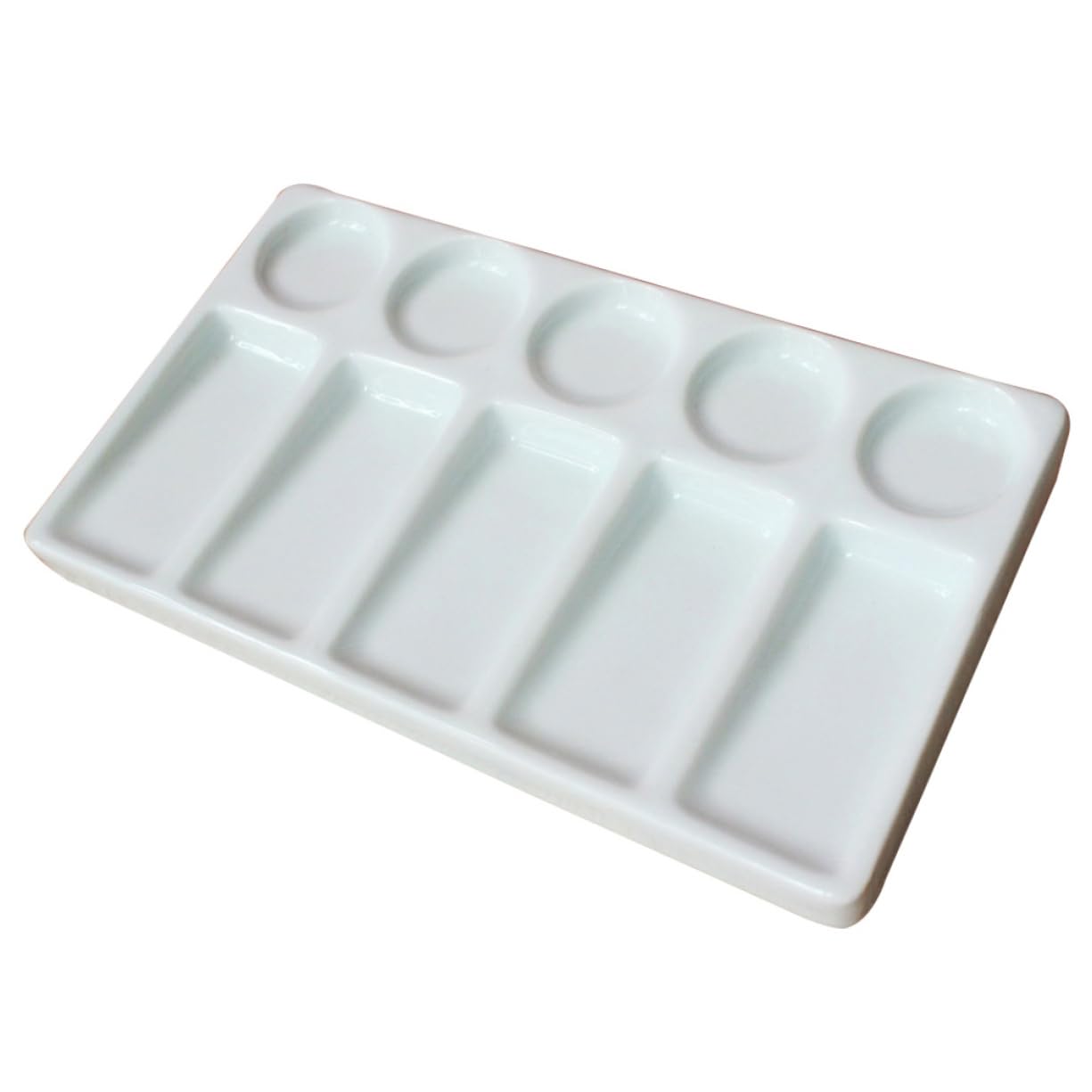NUOBESTY Palette de Peinture Rectangulaire en Plastique Blanc 5 Compartiments pour Artistes Voyage Aquarelle Gouache Loisirs Créatifs Peinture Fine