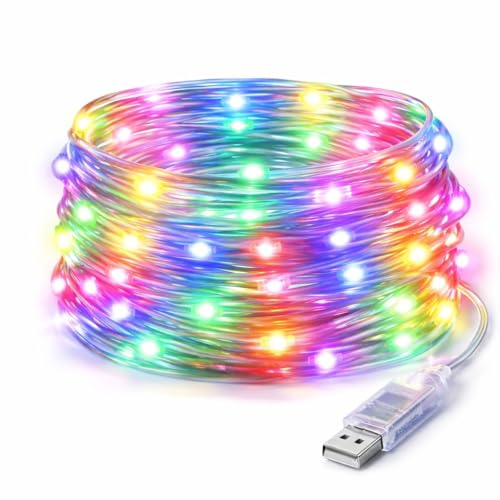 Pisca Pisca LED 10m 100 LEDs RGB USB com Controle Bluetooth e Remoto – 6 Modos de Iluminação, À Prova d'Água IP68 para Natal, Festa e Decoração Litwod