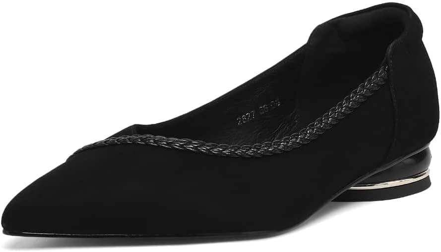 TinaCus Handmade Women's Suede Leather Pointed Closed Toe Slip-on Office Dress Ballet Flats Shoes