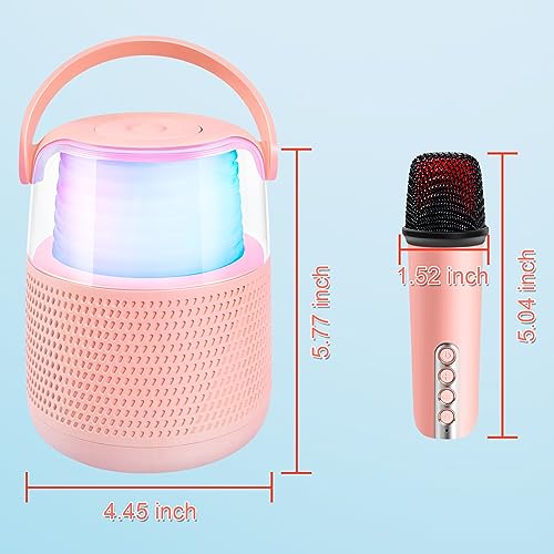 Mini Karaoke Machine For Kids, Hot2Go Portable Bluetooth Speaker With Microphone Set, Portable Karaoke Machine With Magic Sound And Led Lights For Home Party, Birthday Gifts For Boys/Girls (Pink) #TOP7