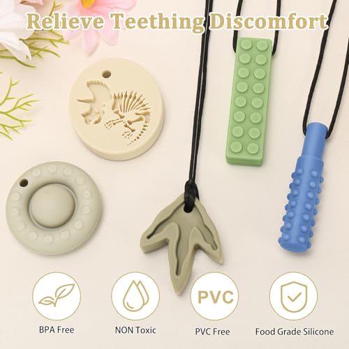 Image of MISSLILI Sensory Chew Necklaces for Kids Aggressive Chewers | Silicone Chewelry for Autism, ADHD, Oral Motor Therapy & Baby Teething (BPA-Free, Textured Surface)