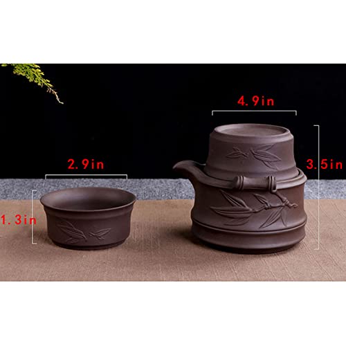 Goodbag Yixing Ceramic Teapot Chinese/Japanese Kungfu Teapot Purple Clay Teapot Travel Tea Set Porcelain Teapot, Teacups, Wooden Tea Tray, Portable Travel Bag #TOP6