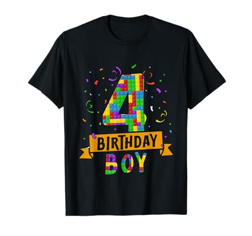 Geburtstag Junge Bausteine 4 Jahre alt T-Shirt