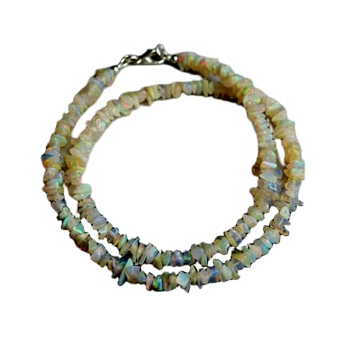 Collier opale naturelle Éthiopie perles pépites cristal jaune feu accessoire cou 45cm