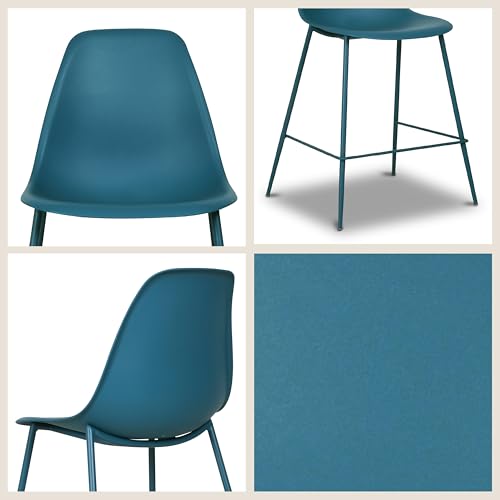 Image of Poly & BARK Isla Bar Stools Set of 3 - Counter Height Bar Stool for Kitchen - Set of Counter Stools - Indoor /Outdoor Barstools - Modern Kitchen Bar Stools - Ocean Teal