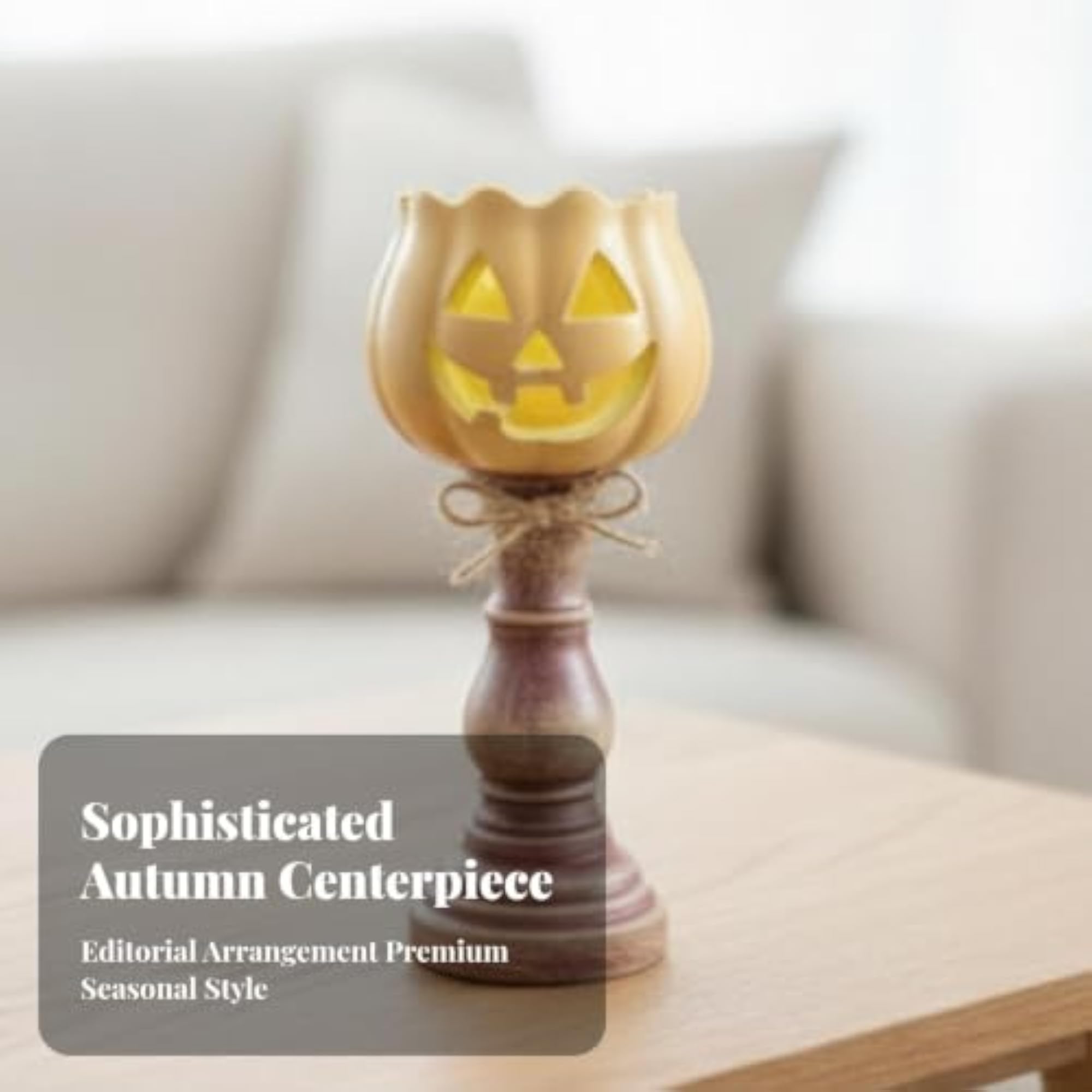 Pumpkin Tealight Holder with Pedestal, Distressed Finish