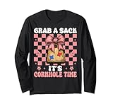grab a sack it's cornhole time cornhole player bag girl maglia a manica