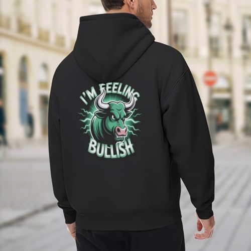I'm Feeling Bullish Stock Market Crypto Men Women Lightweight Kangaroo Pocket Hoodie - Image 6