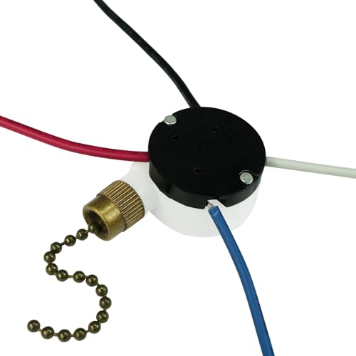 Image of Ceiling Fan Switch Zing Ear ZE-208S E89885 3 Speed 4 Wire Pull Chain with 4 Pre-Installed Wires Light Fan Switch Replacement (Bronze)