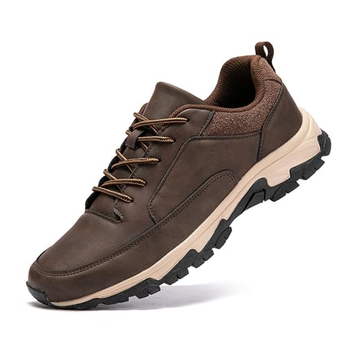 Bestofoot Mens Shoes, Waterproof Hiking Shoes Sneakers, Men's Non-Slip Leather Sneakers for Outdoor Trekking Walking (Brown,10)3