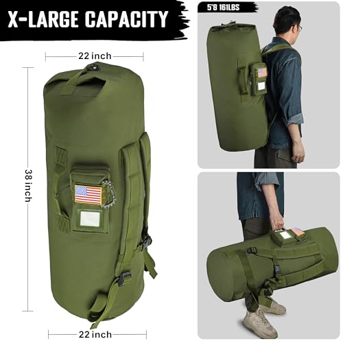 Sea Bag, 110L Extra Large Military Duffle Bag with Name Tag Pocket Backpack Straps, Heavy Duty Army Duffle Bag for Camp or Laundry Bag 5