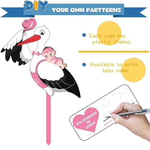 Set Décoration Naissance Cigogne Rose – 30 Ballons + Panneau Bois Bienvenue