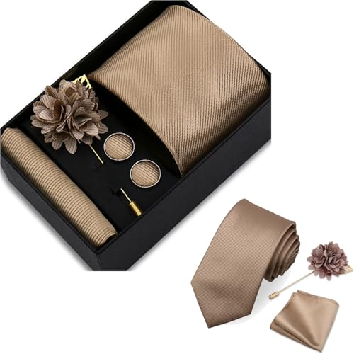Set de corbata para hombre con alfiler floral y gemelos miniatura 2