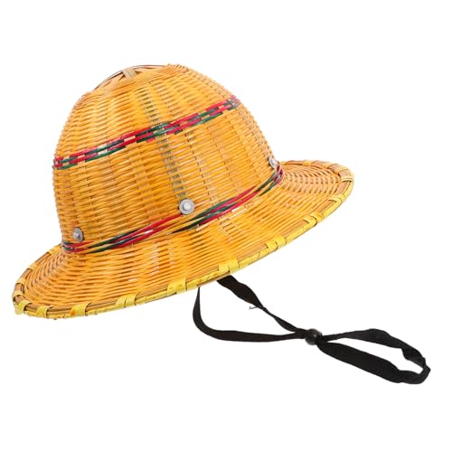 Casque de chantier en bambou anti-UV avec protection solaire ronde et large bord ventilé