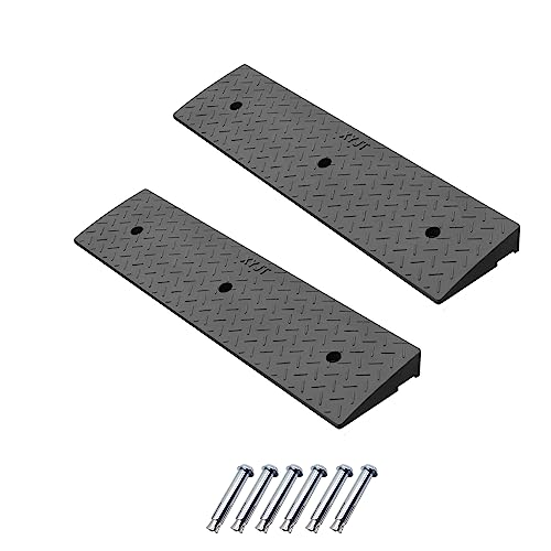 2 Pack 2.4'' Rise Rubber Curb Ramp Heavy Duty Loading Rubber Curb Ramps 3 Tons Driveway Ramp Car Slope Ramp for Loading Dock Bike Vehicle Warehouse Sidewalk Wheelchair (2.4