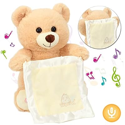 Hopearl Oso Peek A Boo con Manta de Seguridad Interactivo Repite lo Que Dices Peluche Teddy Bear Musical Cantante Hablador Animado Eléctrico Regalo Cumpleaños Beige 28 cm | Ya disponible en tu tienda friki favorita! En mundofriki.es!