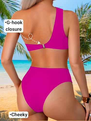 Sexy Womens One Piece Swimsuit, Cut Out One Shoulder Tummy Control Bathing Suit, Cheeky Monokini Vacation Pool Party3