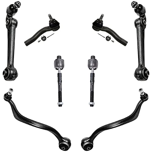 Image of Detroit Axle - 8pc Front End Kit for 07-12 Ford Fusion Lincoln MKZ, 07-09 Mercury Milan, 4 Lower Forward & Rearward Control Arms 4 Tie Rod Ends 2007 2008 2009 2010 2011 2012 Replacement