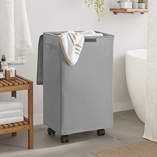 Wowlive 90L Large Laundry Hamper With Lid And Wheels Rolling Collapsible Laundry Basket Handle Foldable Tall Dirty Clothes Hamper Dorm Room Storage For Bedroom Bathroom, Grey #TOP1
