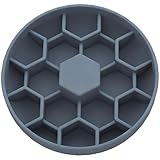 5.9 in Honeycomb Slow Feeder Bowl for Cats and Dogs, Gray-Blue, Silicone, Supports Digestion, Encourages Foraging