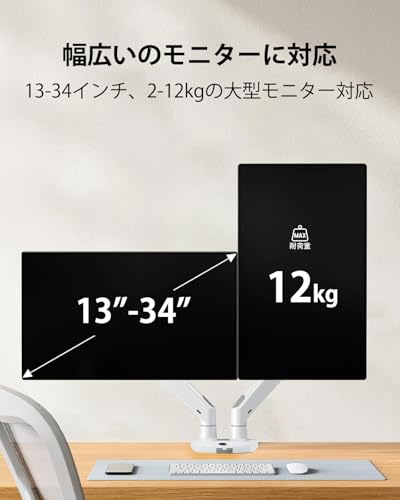 HUANUO モニターアーム デュアル USBポート付き HNDS33W の商品画像 2