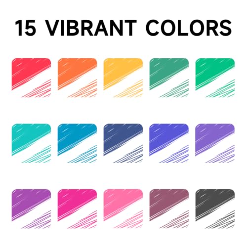 Image of Lineon Erasable Gel Pens, 15 Colors Retractable Fine Point Erasable Pens Clicker for Back to School, Assorted Color Inks, Make Mistakes Disappear for Drawing Writing Planner and Crossword Puzzles