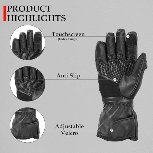 SAGA MOTO Men’s CE Armoured Waterproof Motorcycle Suit (Jacket & Pants) with Touchscreen Leather Riding Gloves (Black, M (Trouser L30)) - Thumbnail 6