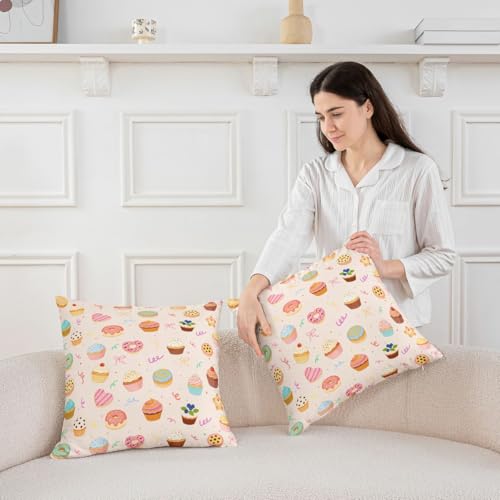 Housse de coussin cupcake 40x40 protège-oreiller lavable pour lit ado rose - 4