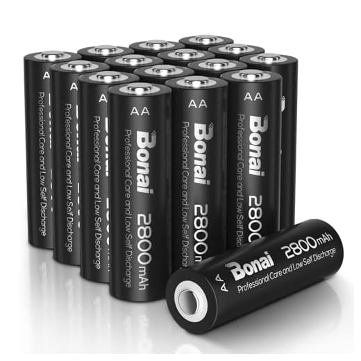 BONAI 2800 mAh AA uppladdningsbart batteri NI-MH 1200 cykler uppladdningsbara AA-batterier med hög kapacitet, paket med 16