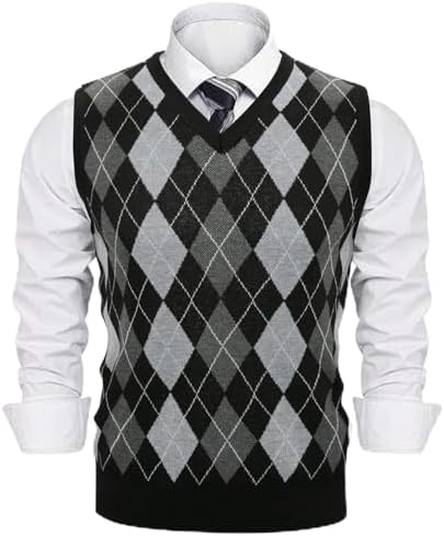 Sykooria Pullunder Herren Ärmellose Strickweste V-Ausschnitt Strick Pullover Weste Winter Einfarbig Sleeveless Strickpullover für Männer S-XXL