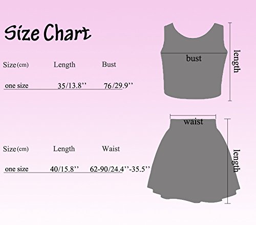 Blue Galaxy Printed Reversible Tank Tops Tees High Waisted Skirt Set for Junior