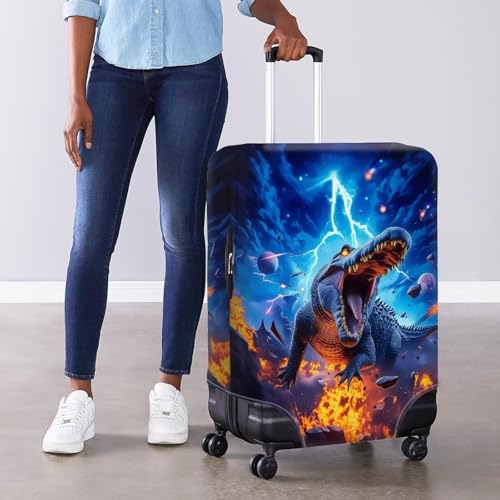 Image of Mumeson Starry Night Dinosaur Travel Luggage Cover Lightweight Suitcase Protector Scratch-Resistant Fit 30-32 Inch Baggage,Not Included Suitcase