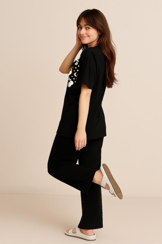 Image of My Swag Womens Cotton Night Suit | T-Shirt and Lower | Summer and Winter Sleepwear